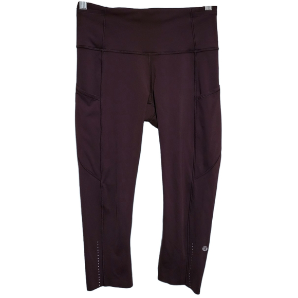 lululemon athletica Pants - lululemon Fast & Free Crop II 19" Nulux Black Cherry Size 6